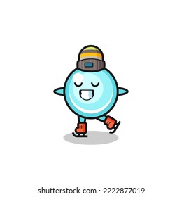 bubble cartoon as an ice skating player doing perform , cute style design for t shirt, sticker, logo element
