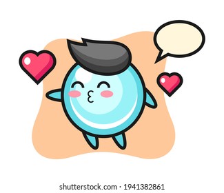 Bubble character cartoon with kissing gesture