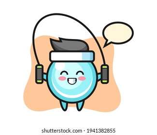 Bubble character cartoon with skipping rope 