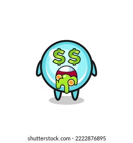 bubble character with an expression of crazy about money , cute style design for t shirt, sticker, logo element
