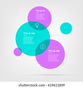 Bubble chart with elements venn diagram infographics for three circle design vector and marketing can be used for workflow layout, annual report, web design. Business concept with steps or processes