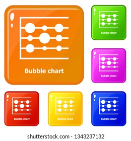 Bubble chart icons set collection vector 6 color isolated on white background
