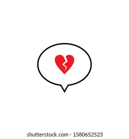 Bubble Chat with Broken Heart and White Background