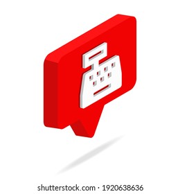 chats de burbuja de caja registrador isométrico 3d ilustración vectorial de icono aislado en fondo blanco. Vector de medios sociales. Gráfico de diseño web. Notificación.