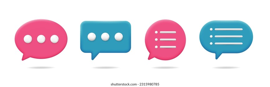 Charla de burbujas, charlar, hablar, comentar icono 3d. vector de chat azul y rosa. adecuado para muchos fines.