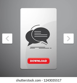 Bubble, chat, communication, speech, talk Glyph Icon in Carousal Pagination Slider Design & Red Download Button