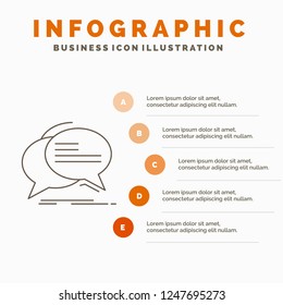 Bubble, chat, communication, speech, talk Infographics Template for Website and Presentation. Line Gray icon with Orange infographic style vector illustration