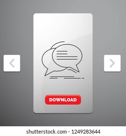 Bubble, chat, communication, speech, talk Line Icon in Carousal Pagination Slider Design & Red Download Button