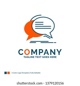 Bubble, chat, communication, speech, talk Logo Design. Blue and Orange Brand Name Design. Place for Tagline. Business Logo template.