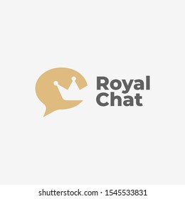 Bubble Chat with crown silhouette illustration for logo template design.