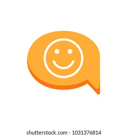 Bubble chat dialogue emotion face happy message smile speech icon. Vector illustration
