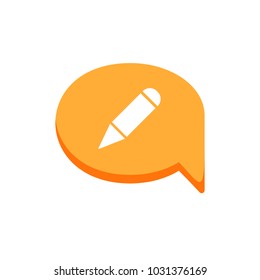 Bubble chat dialogue message pencil save write icon. Vector illustration