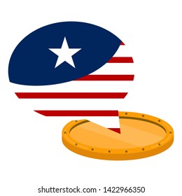 Bubble chat with flag of United States on a golden coin - Vector