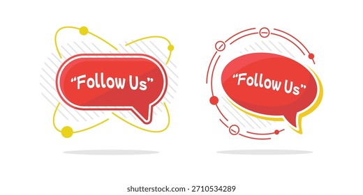 Seguir Chat de burbujas e ilustración de diseño de texto