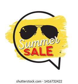 Bubble chat with glasses and text. Summer sale label - Vector