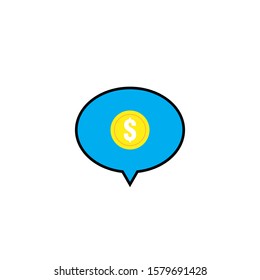 Bubble Chat with Gold Coin and Blue Background