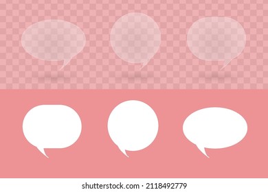 Bubble chat icon collection. white concept and transparent blur. pink background