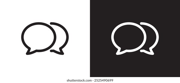 Bubble chat icon in line style, Simple line icon of chat bubble, social media chat icon, social media app icon on black and white background in vector shape. Eps10. Editable stroke.