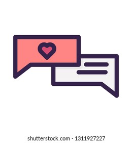 Bubble Chat icon special for Valentines Day. With Flat Style.