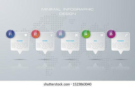 Bubble chat Infographic template with 5 options, workflow, process chart,Timeline infographics design vector can be used for workflow layout, diagram, annual report, - Vector
