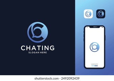 bubble chat with initial c logo design inspirations