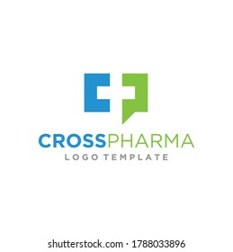 Bubble Chat initial letter C P with Plus Cross Pharmacy Hospital logo design