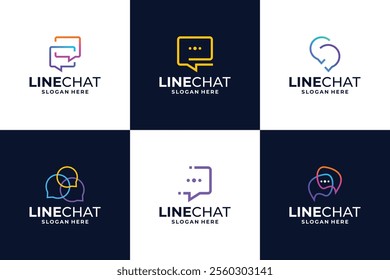 Bubble chat with line art logo design