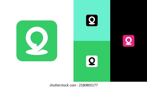 Bubble Chat Location Icon Application Logo Design Concept