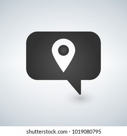 Bubble chat location marker pin place pointer icon.