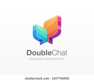 Bubble chat logo. Double dating communication icon