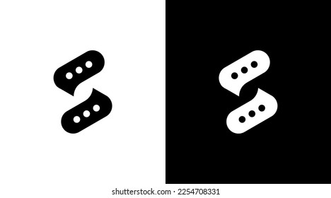bubble chat logo monogram S letter initial black and white icon illustration style Designs templates