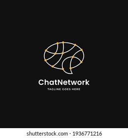 Bubble chat logo template with connecting line and dots to symbolize networking and relationship. Premium logo