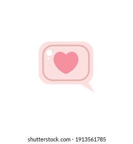 Bubble Chat Love Flat Icon - Valentine's Day Elements Icon Set Vector Illustration
