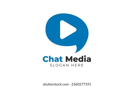 Bubble chat with media symbol logo vector design