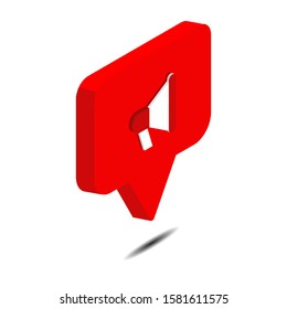 bubble chat megaphone isometric 3d icon vector illustration isolated on white background. Social media vector. Web Design Graphic. Notification.