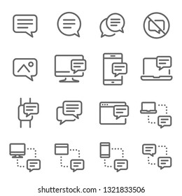 Bubble Chat Message Vector Line Icon Set. Contains such Icons as Conversation, SMS, Notification, Communication and more. Expanded Stroke