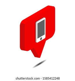 bubble chat mobile phone isometric 3d icon vector illustration isolated on white background. Social media vector. Web Design Graphic. Notification.
