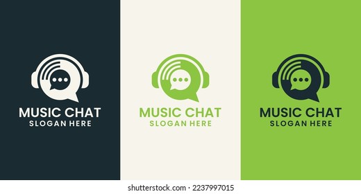 bubble chat with music logo design combinations