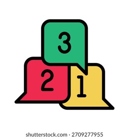 Bubble Chat with Numbers for Notification Message Vector Illustration, Lineal Colour Style Icon