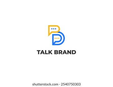 Bubble Chat on Letter B Logo Design Concept (Bate-papo de bolhas no conceito de design de logotipo da letra B). Letra inicial B com design de logotipo de ícone de bate-papo Símbolo de Ícone de Chat para Identidade Corporativa de Negócios. Ilustração de logotipo de vetor de alfabeto