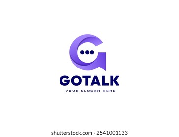 Bubble Chat on Letter G Gradient Logo Inspiration. Creative Initial Letter G with Chat Bubble Icon Logo Design. Chat Icon Symbol for Corporate Business Identity. Alphabet Vector Logo Illustration