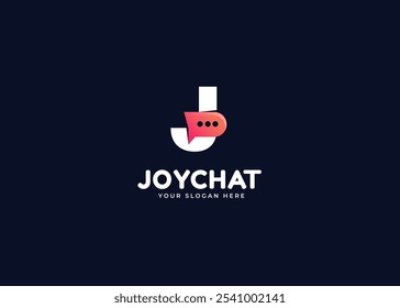 Bubble Chat on Letter J Logo Design Concept. Initial Letter J with Chat Icon Logo Design. Chat Icon Symbol for Corporate Business Identity. Alphabet Vector Logo Illustration