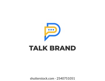 Bubble Chat on Letter P Logo Design Concept. Initial Letter P with Chat Icon Logo Design. Chat Icon Symbol for Corporate Business Identity. Alphabet Vector Logo Illustration