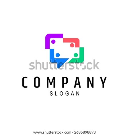 bubble chat and people community group logo template