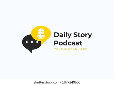 bubble chat with podcast logo design