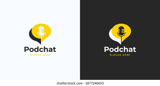 bubble chat with podcast logo design