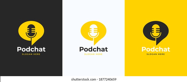 bubble chat with podcast logo design