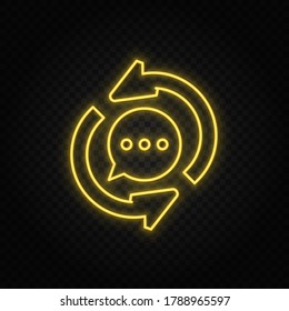 bubble chat, refresh yellow neon icon .Transparent background. Yellow neon vector icon - Powered by Shutterstock - Get 15% off with code: PIKWIZARD15