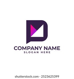 Bubble chat in shape of letter P combine with the letter M inside the bubble chat represent chatting message and mailing in modern and minimalist style