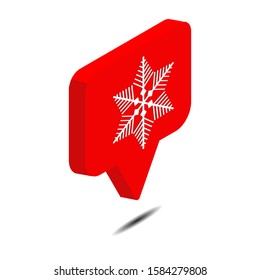 bubble chat snowflake isometric 3d icon vector illustration isolated on white background. Social media vector. Web Design Graphic. Notification.